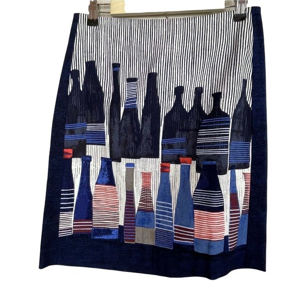 The Top Shelf Party Skirt!! Nic+Zoe Bottles Vessels Pencil Skirt Size 6 - Picture 2 of 7